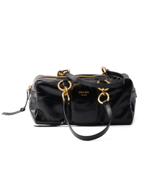 Prada Dangle Medium Leather Top-handle Bag Black